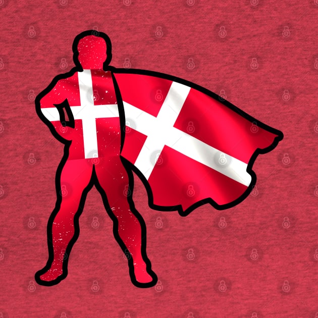 Denmark Hero Wearing Cape of Danish Flag Hope and Peace Unite in Denmark by Mochabonk